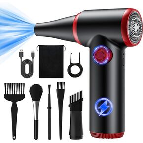 ATEngeus Compressed Air Duster, Stepless Speed Electric Air Duster, 100500RPM Cordless Air Duster with LED Light, Rechargeable Air Blower Replaces Canned Air, Keyboard Cleaner for Laptop, PC