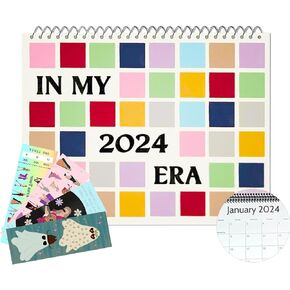 Eras T-our Calendar 2024، تقويم الحائط 2024 ملصقات الموسيقى غلاف الألبوم ملصق التقويم للفتيات والفتيان المراهقين جدار ديكور هدية الموسيقى (التقويم + 4 الإشارات المرجعية) in Kuwait