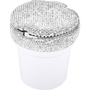 X AUTOHAUX Car Accessories Universal Portable Trash Can Bling Faux Crystal Ashtray with LED Light Indicator