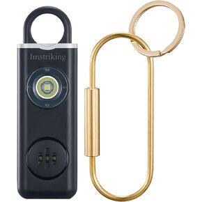Rechargeable Personal Safety Alarm Keychain for Women,Self Defense Keychain Alarm with Strobe Light and 130dB Siren Help Women,Men,Elderly, Emergency Security Whistle Alert (Black)