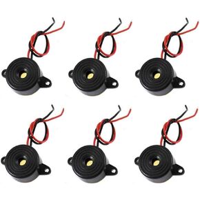 6 Pcs DC 3-24V 85dB Sound Electronic Buzzer Alarm Black 23 x 12mm