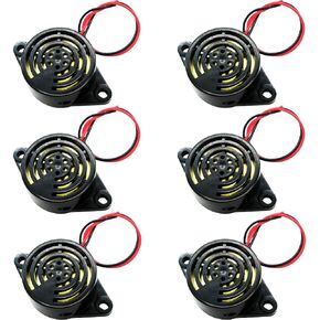 mxuteuk 6pcs DC 3-24V Wired Electronic Buzzer Alarm Sounder Speaker Intermittent Beep Tone SFM-27-II