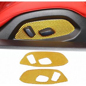 Soft Real Carbon Fiber Car Seat Adjustment Switch Trim Sticker Compatible with Corvette C8 Stingray Z06 Z51 2020 2021 2022 2023 Interior Decoration Accessories (Yellow 3 Holes)