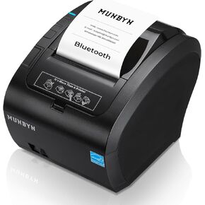 MUNBYN Bluetooth Thermal Receipt Printer P047, 80mm POS Printer, Thermal Printer with USB Serial Ethernet, Bluetooth, Support Android Windows PC Ubereats(Black)