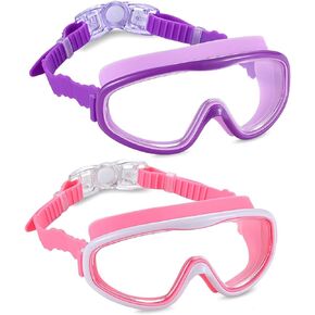 2 Pack Kids Swim Goggles, Swimming Glasses for Children from 3 to 15 Years Old