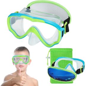 Swim Goggles Kids 6-14, Diving Mask No Tangle Strap，Water Goggles Nose Cover for JR / Youth