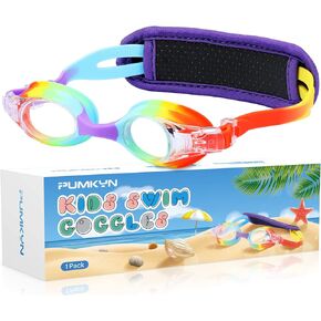 Swim Goggles with Pain-Free Strap for Kids Age 2-8, No Hair Tangle, Toddler Swimming Goggles for Boys & Girls