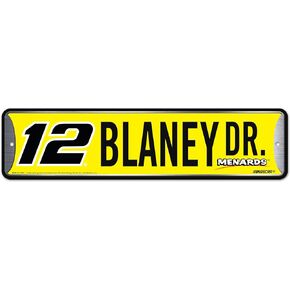 Rico Industries NASCAR Racing Ryan Blaney Metal Street Sign 4" x 15" Home Décor - Bedroom - Office - Man Cave