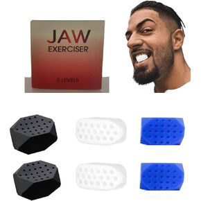 Jaw Exerciser for Men Women-6 pcs Powerful Jaw Trainer Silicone Face Chew Jawline Shaper & Strengthener,Jaw Toner Tablets,Jaw Line Chewing Gum,Double Chin Eliminator,Neck Trainers Beauty Tools