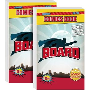 Comic Boards Pack of 200, Comic Book Backing Boards, Acid Free Clear Morden Comic Boards White