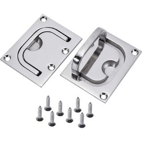 Boat Pull Flush Lift Ring,Marine Grade 316 Stainless Steel Flush Lifting,Boat Deck Hatches Handle,Trap Door Latch,Pack of 2,Include Installation Screws