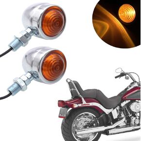 Universal Motorcycle Turn Signals Bullet Blinker Indicator Lights Amber Lamp Light for Sportster Cruiser Bobber Chopper Harley Honda Yamaha Kawasaki Suzuki BMW (1 PAIR) (BLACK)