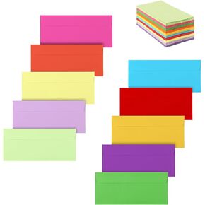 Granhoolm 100 Pack Colorful Envelopes #10,Envelopes Letter Size,#10 Business Envelopes,Envelopes Self Seal for Business,Office Checks,Letter,Mailing Invoices,Invitation(4.13 x 9.49 in)