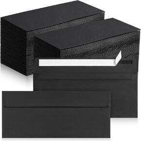 Jutom 500 Pcs Kraft Envelopes Letter Size Bulk #10 Business Security Envelopes Sealed 4-1/8 x 9-1/2 in Flap Envelopes Office Printable Mailing Envelopes Windowless Invisible Envelopes(Black)