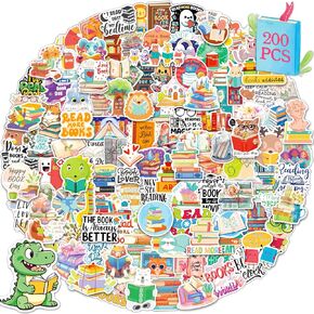 STKJoviale 200 PCS Book Stickers for Kids, Reading Stickers for Students Bookish Stickers for Laptop Water Bottles Book Accessories Vinyl Stickers for Book Lovers Gifts