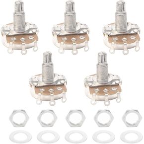 Full Size B250k Electric Guitar Potentiometer Bass Volume Pots Tone Long Split Shaft 18mm Pack of 5