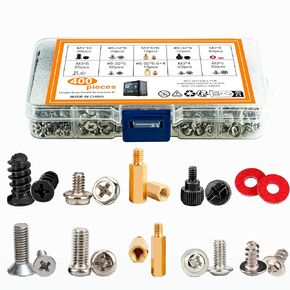 400 Pieces Computer Standoffs Spacer Screws Assortment Kit ，for Hard Drive Computer Case Motherboard Fan Power Graphics Chassis, CD-ROM, ATX Case， Power Card ，PC Installation & Repair