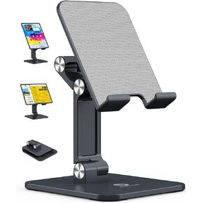 OCYCLONE Tablet Stand, iPad Stand for Desk Adjustable Height and Angle, Foldable Tablet Holder Portable Monitor Stand Compatible with iPad Pro 9.7 10.5 11 12.9 Air Mini 4 3 2 - Black