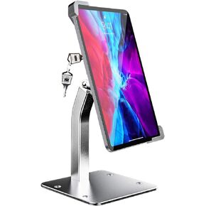 woleyi Anti-Theft Desktop Tablet Kiosk Stand Holder, Heavy Duty Countertop Tablet POS Display Mount with Security Lock and Key, Compatible iPad Pro/Air/Mini, Galaxy Tabs, Surface, More 7-11" Tablets