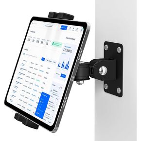 iPad Wall Mount, Tablet Wall Mount Holder - 360° Rotating Bracket, 180° Horizontal/Vertical Tilt Arm, Compatible with 4.7"-12.9" Devices Including iPad Pro, Mini, Air - Ideal for Home, Office