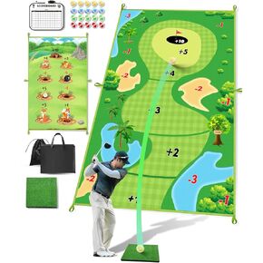 6Ft x 4Ft Casual Chipping Golf Game Mat,Golf Game Mat for Adults Kids,Indoor Outdoor Backyard Golf Game Putting Green,Mini Golf Set Outdoor Toy Gifts for Kids