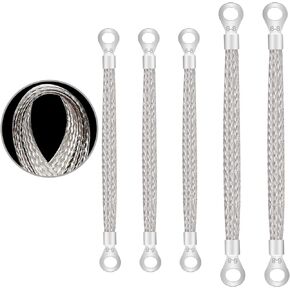 5PCS Ground Strap Automotive,2 Sizes 10" x 1/2" and 13" x 1/2" Tinned Copper Braided Ground Straps,Universal Vehicle Engine Grounding Cable Straps with 5/16" Ring Terminal for Most Cars