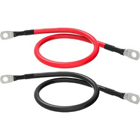 8 AWG Battery Cable 8 Gauge Power Inverter Cables with 5/16 Inch Lugs Both Ends for Solar Boat Marine RV Car 2 Pack (1FT)