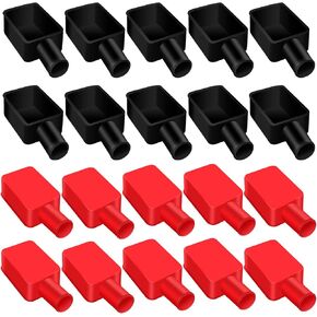 20 Pcs Battery Terminal Covers Red and Black Positive Negative Insulating Stud Covers Flexible Battery Terminal Protector Battery Terminal Protective Caps for Car Trucks Boat Electric Bikes
