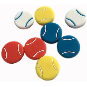 8pcs Tennis Racquet Dampener Natural Rubber Tennis Racket Damper Shock Silicone Tennis String Shock Damping (Yellow, Blue, White, Red)