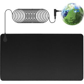 Grounding Mat, 11.8 * 23.6 Conductive Grounding Mat for Bed, Grounding Pad for Better Sleep, Reduce Anxiety, Feet and Back Pain, Inflammation, Headache Relief