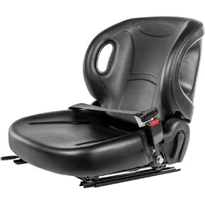 Stark Universal Replacement Forklift Seat w/Retractable Seat Belt Switch for Cat, Clark, Komatsu, Nissan, Yale, Toyota, Hyster w/Curved Back
