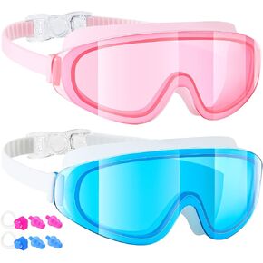 Kids Swim Goggles, 2-Pack Frameless Swimming Goggles for Kids, Child, Boys or Girls From 5-14, Wide View Pool Goggle in Kuwait