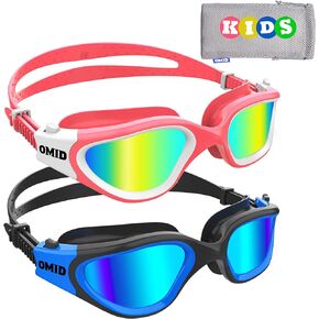 OMID Kids Swim Goggles, P2 Mini 2 Packs Comfortable Polarized Swimming Goggles Age 6-14