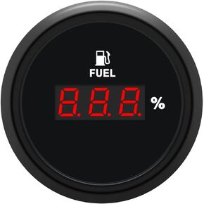 KAOLALI 52mm Universal Fuel Level Gauge Digital Fuel Level Meter Waterproof 240-33ohm Signal Digital Red Backlight 12V 24V Black