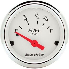 AUTO METER 1316 Arctic White Fuel Level Gauge, 2 1/16" - Short Sweep/Electric