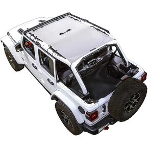 SPIDERWEBSHADE Compatible with Jeep Wrangler 2 Piece Front and Rear Mesh Shade Top Sunshade UV Protection Accessory USA Made for Your JLU 4-Door (2018-current) in Black
