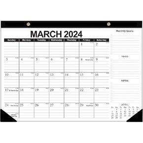 WAVEYU 2024 Desk Wall Calendar, Monthly Desk Pad for Men Women, Calendar for Table Office Home School, 17" x 12", January 2024 - June 2025, Black in Kuwait