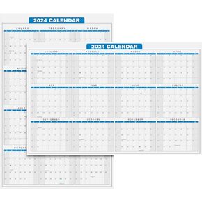 2024 Full Desk Calendar - 11 x 17" Large Size 12 Month Planner - 2 Sided Vertical/Horizontal Reversible - Printed on Thick & Durable 80lb Cardstock (216 GSM) - 2 Per Pack in Kuwait