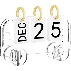 Acrylic Perpetual Desk Calendar 2023-2024 Standing Flip, Vintage Desktop Flip Calendar with Acrylic Month Date Large Display Blocks, Daily Flip Calendar for Home Office Decor Desk Accessories (Style