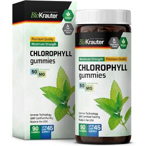 Chlorophyll Gummies - Organic Chlorophyll Body Odor Supplements - Natural Skin & Body Detox Support - Vegan, Pectin Based, Non-GMOs Chews - 90 Gummies