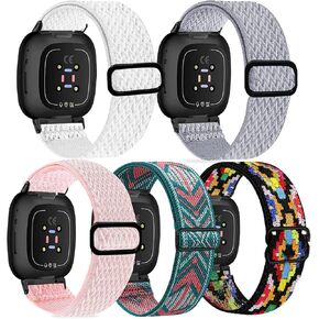 Stretchy Band Compatible with Versa 3 Bands/Sense Bands/Versa 4 Bands/Sense 2 Bands Women Men,Soft Elastic Nylon Sport Strap Adjustable Replacement Wristbands for Versa 4/Sense 2 Watch in Kuwait