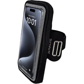 JEMACHE Cell Phone Running Armband for iPhone 15 Pro Max, 15 14 13 12 11, Samsung Galaxy S24 S23 S22 Ultra, Plus, G Buckle Workouts Arm Band Bag (S, Black)