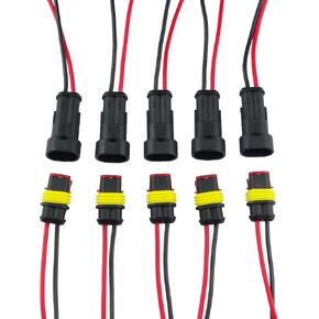 5 Kit 2 Pin Way Car Waterproof Electrical Connector Plug with Wire AWG Marine
