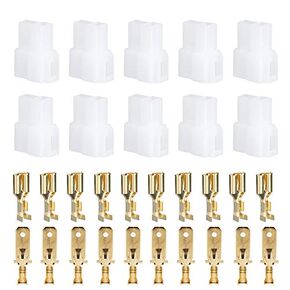 KIMISS Electrical Automotive Wire Connector, T-Type 2 Pin Power Plug Male Female Socket Plug and Terminals Kit Fit for Kenwood FT-7800R, FT-8800R, FT-8900R