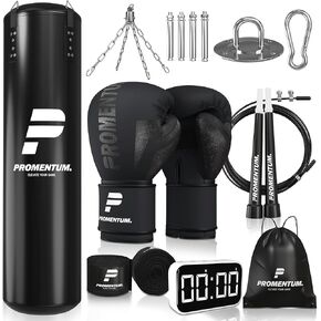 Hanging Punching Bag for Adults - Boxing Bag Set with Unfilled Punching Bag, Boxing Gloves, Training Timer & Hand Wraps - Versatile Boxing Training Equipment for Kick Boxing Karate & More