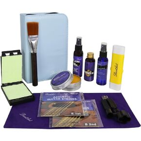 Guitar Cleaning Kit, Guitar Cleaning Care Cleaning Kit -Polish, Lemon Oil for Fretboard, Anti-Rust Oil for Strings, String Guard, String Guard Pen, Beeswax, String Cutter, A103-1 String & 2 String...