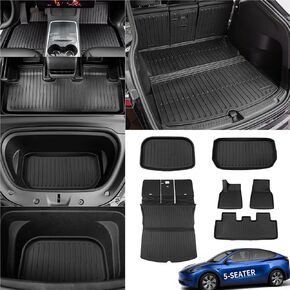 Cargo Mat Compatible with 2020-2024 Tesla Model Y Trunk Mat TPE Frunk Mat All Weather Cargo Liner 2023 Tesla Model Y 5 Seater Accessories (Upgraded Set of 3 Mats)