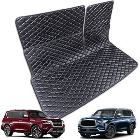 for 2017-2024 Nissan Armada / 11-13 Infiniti QX56 / 2014-2024 QX80 Trunk Mat & 2ND+3RD Row Rear Backrest Mat Cargo Liners (5pcs) All Weather Anti-Slip