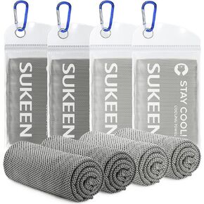 Sukeen 4 Pack Cooling Towels (40"x12") Cool Towel, Cold Towel, Microfiber Soft Breathable Chilly Ice Towel for Yoga,Sport,Running,Gym,Workout,Camping,Fitness,Workout & More Activities