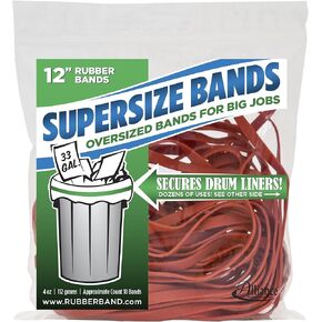 Alliance Rubber 08994 SuperSize Bands, 12" Red Large Heavy Duty Latex Rubber Bands (4 ounce resealable bag contains approx. 18 bands)